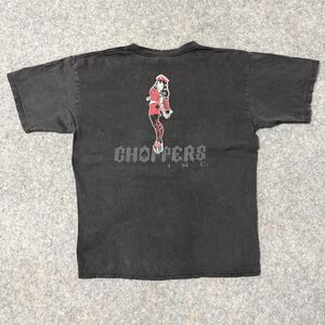 Vintage 90s Choppers Inc Pinup Girl T Shirt Large Faded Black Biker Motorcycle
